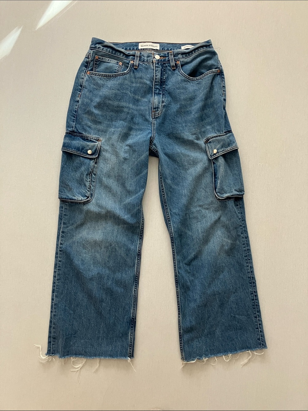 Denim Forum Relaxed Cargo Jeans - Blue